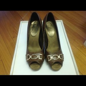 Brown open toe Heels